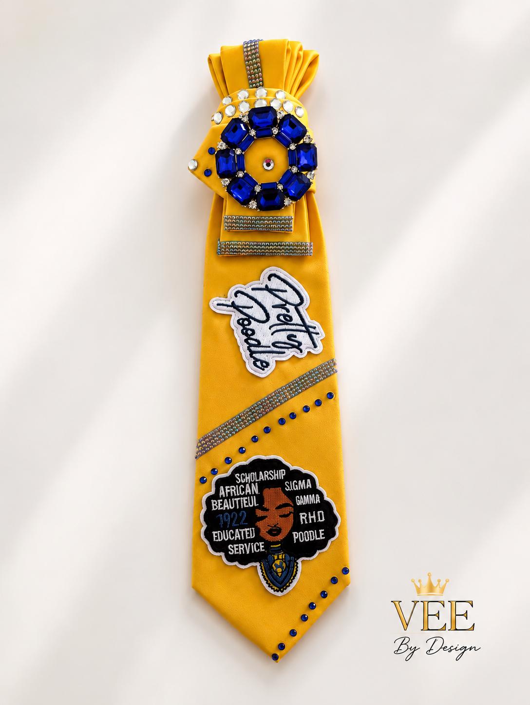 Gold Pretty Poodle Inspired Rhinestone Satin Tie — view 2