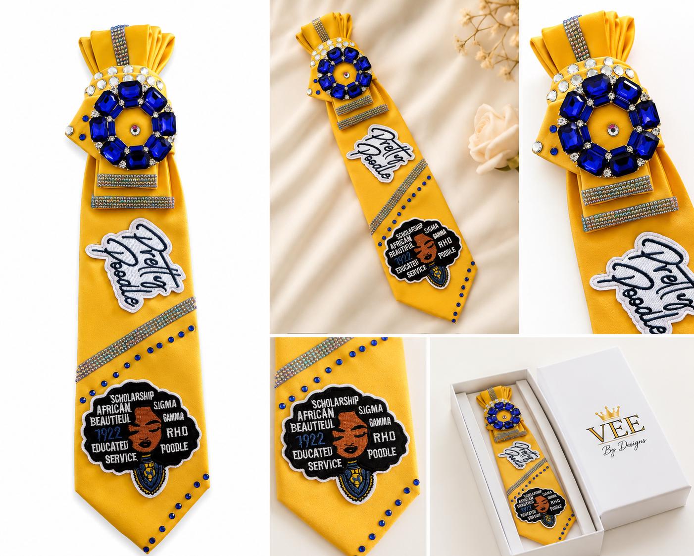 Gold Pretty Poodle Inspired Rhinestone Satin Tie — view 3