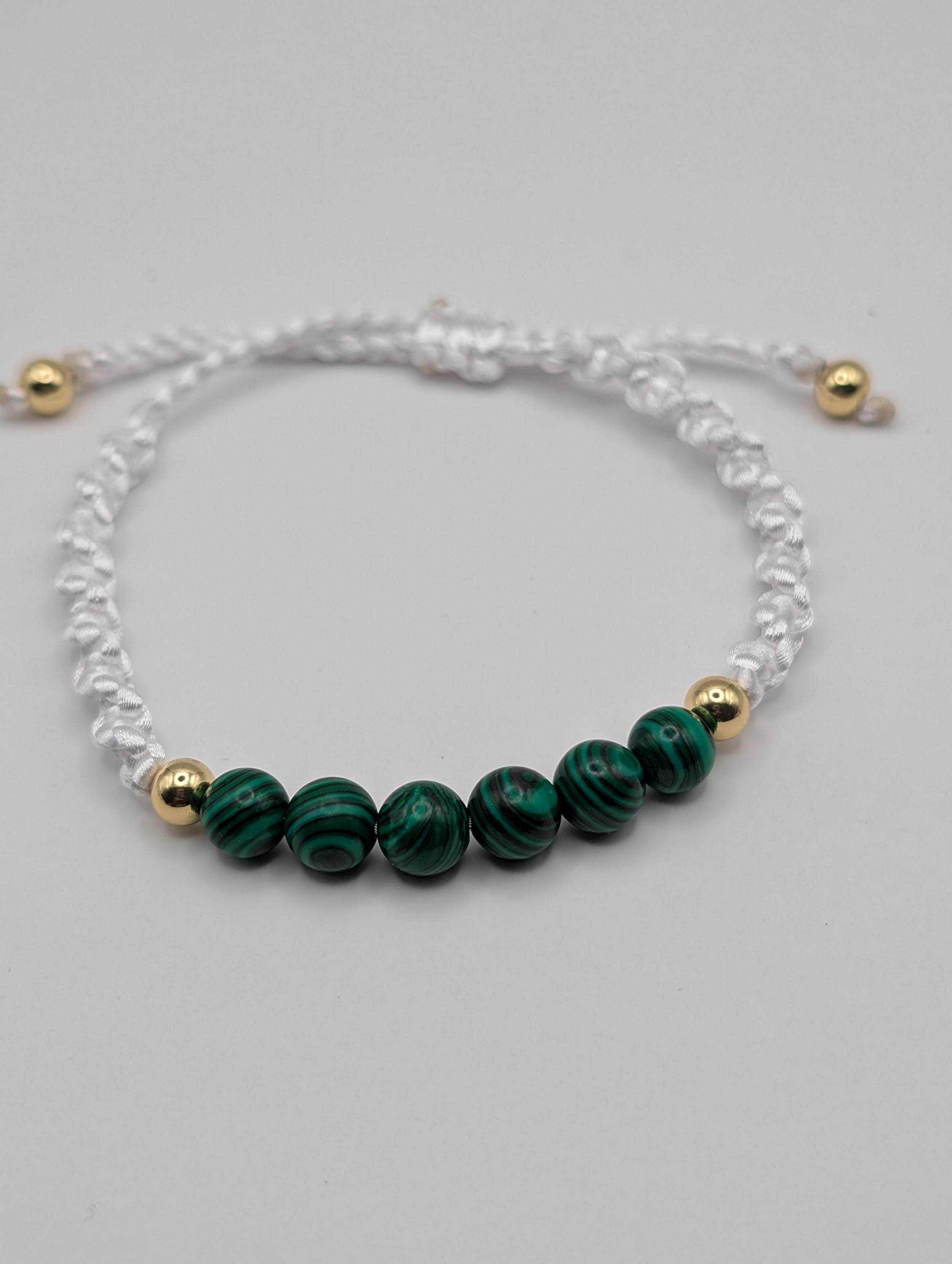 Macrame & Malachite-Inspired Handmade Bracelet — view 3