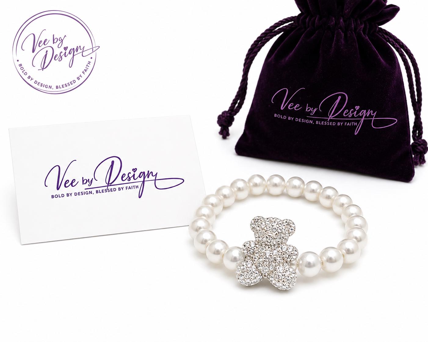 Luxury Pearl Teddy Bear Bracelet — view 3
