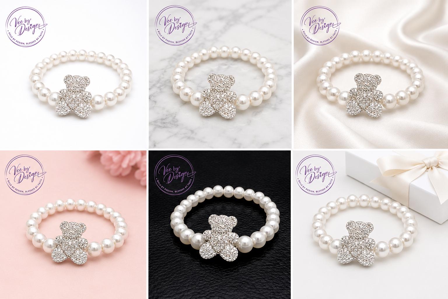 Luxury Pearl Teddy Bear Bracelet — view 4