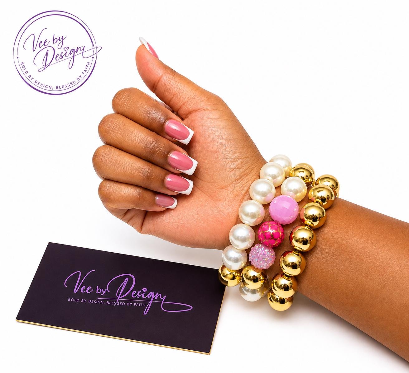 Pink & Gold Bracelet Stack — view 2