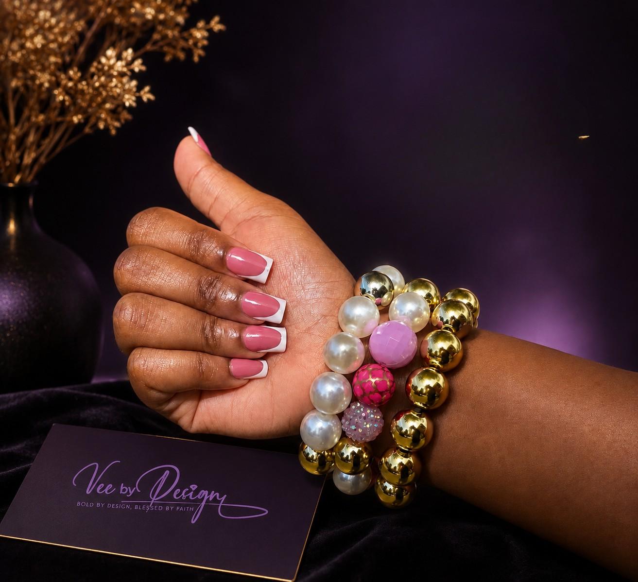 Pink & Gold Bracelet Stack — view 4