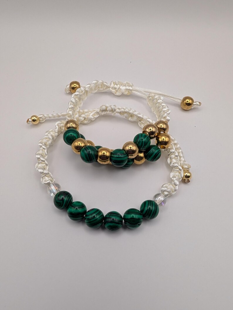 Macrame & Malachite-Inspired Handmade Bracelet