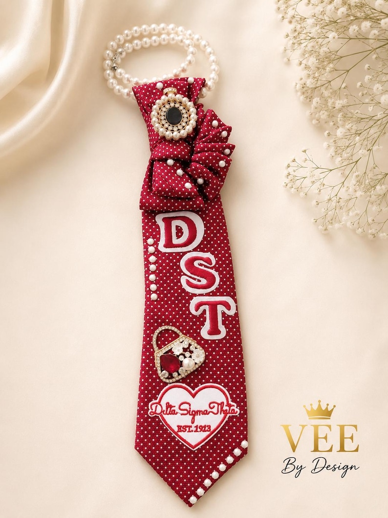 Red DST Inspired Satin Statement Tie